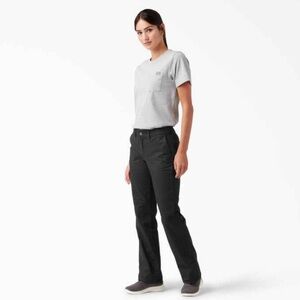 Dickies Womens Stretch Flex Twill Pants Black Size 14 Slim-Fit Bootcut Work